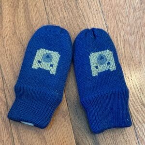 The North Face Blue Mittens with Robot Design